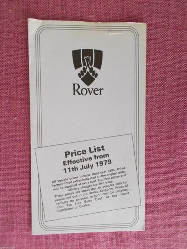 1979 rover sd1 price list - 1979,